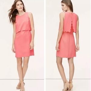 LOFT Scalloped Crop Illusion Dress • Coral Pink